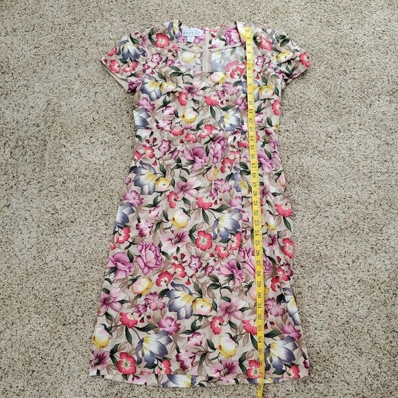 ADRIANNA PAPELL Womens Dress 6 Floral Short Sleeve Silk - Picture 6 of 11